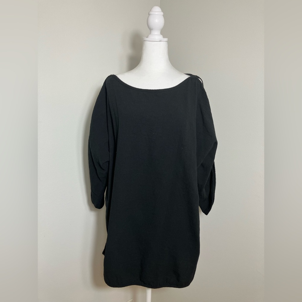Soft Surroundings XL Tunic Top Open Sleeves Black‎ Cotton Goth Casual